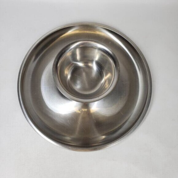Oneida Stainless Chip and Dip Platter Bowl Simple Classic Party Celebrat… - Picture 3 of 13